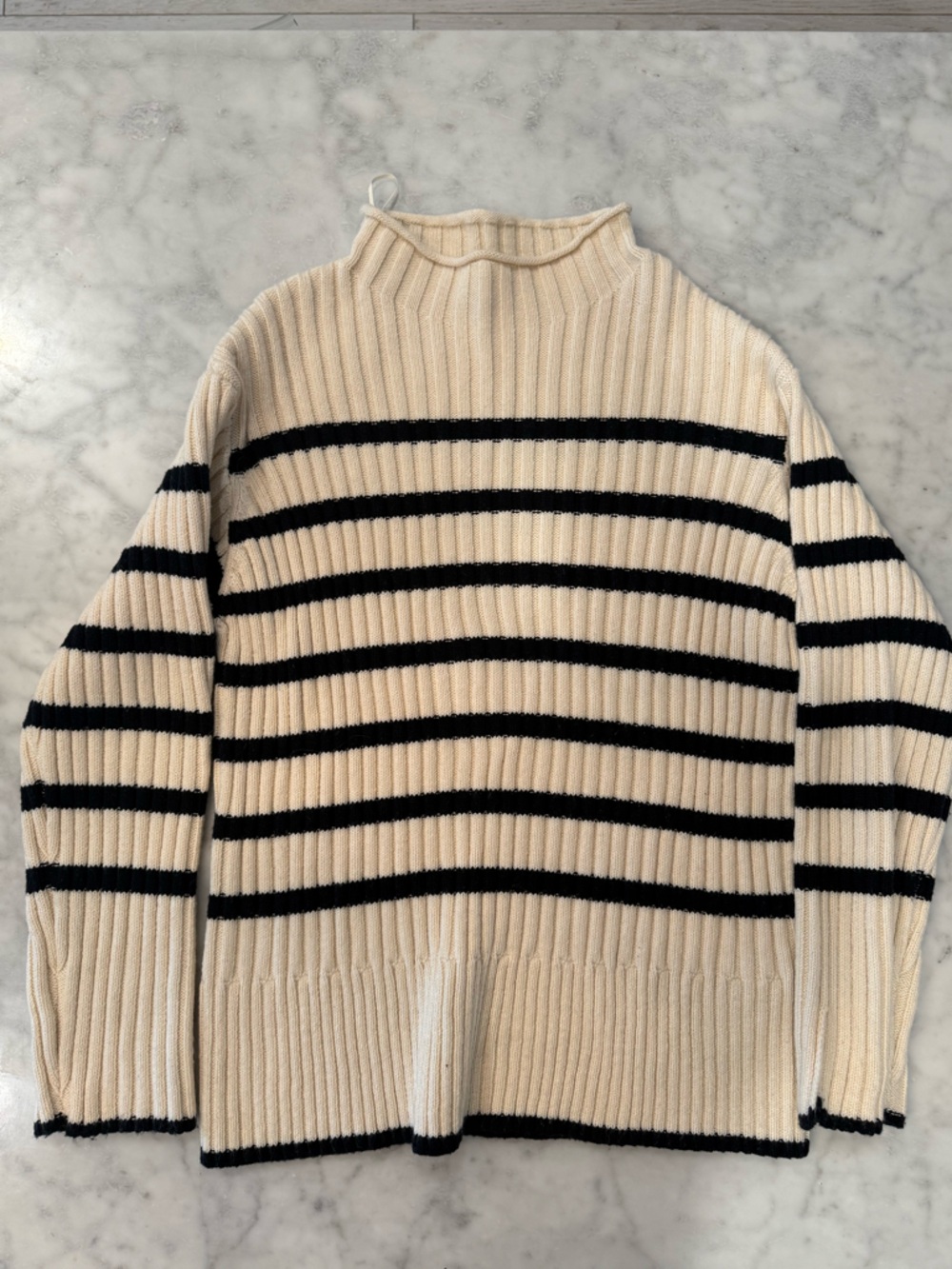Zara Cream Ribbed Knit Sweater
